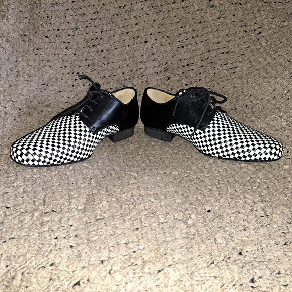 NUEVA EPOCA-Cordova-Woven Black/White Leather Dance Shoes-Sz 6.5UK/8US-NWOB - Picture 1 of 8